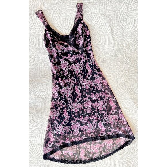 Vintage 90s Y2K Purple Floral Slip Dress Size 10 - Whimsigoth - Fairycore - Picture 1 of 11